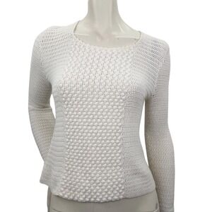 Vintage Handmade Crochet Sweater Cream Cottagecore Old Money Heritage Style Sz S